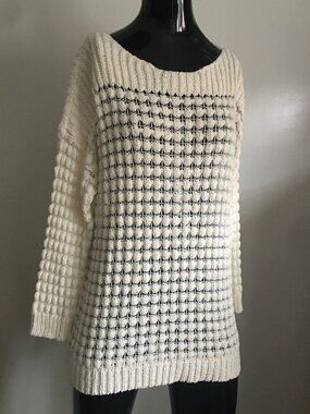 NWT APT. 9 ivory cotton nylon open weave tunic sweater